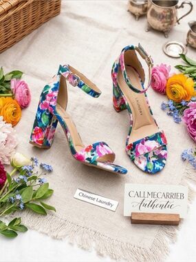 🛍️ Chinese Laundry Floral Ankle-Strap Heels - Multi Color. Size 7.5